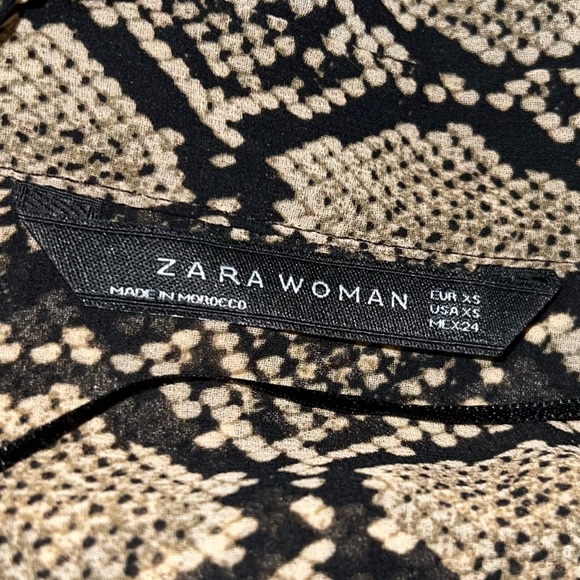ZARA Semi Sheer Snake Print Draped Blouse - Picture 5 of 5